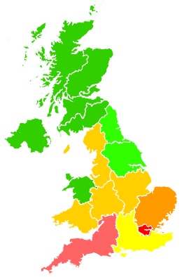 Click on a region for air pollution levels for 30/11/2016