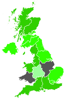 Click on a region for air pollution levels for 30/12/1987