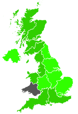 Click on a region for air pollution levels for 30/12/1990