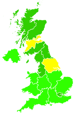 Click on a region for air pollution levels for 30/12/1995