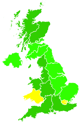Click on a region for air pollution levels for 30/12/2005