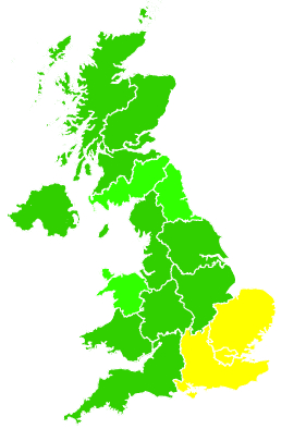 Click on a region for air pollution levels for 30/12/2008