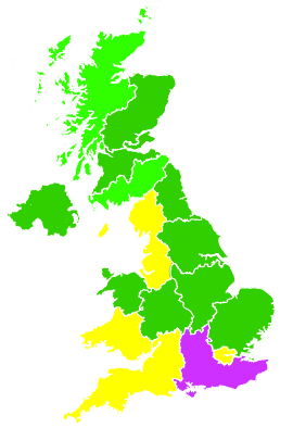 Click on a region for air pollution levels for 30/12/2014