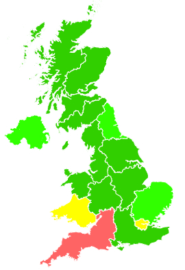 Click on a region for air pollution levels for 30/12/2016