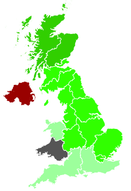 Click on a region for air pollution levels for 31/01/1991