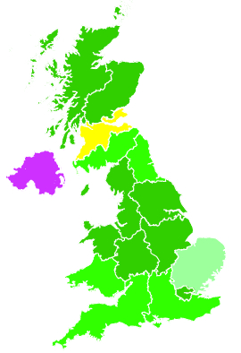 Click on a region for air pollution levels for 31/01/1993