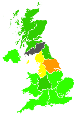 Click on a region for air pollution levels for 31/01/1999