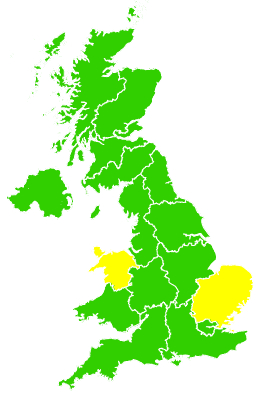 Click on a region for air pollution levels for 31/01/2002