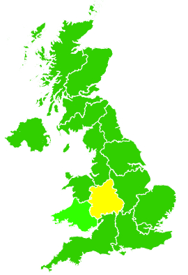 Click on a region for air pollution levels for 31/01/2011