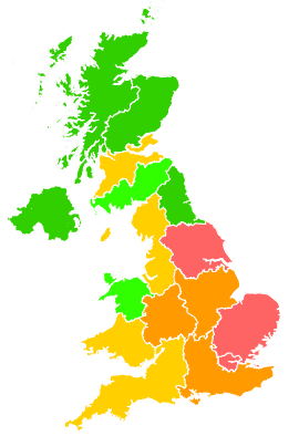 Click on a region for air pollution levels for 31/01/2012