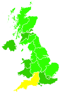 Click on a region for air pollution levels for 31/01/2014