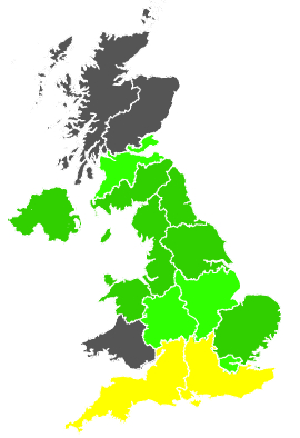 Click on a region for air pollution levels for 31/03/1991