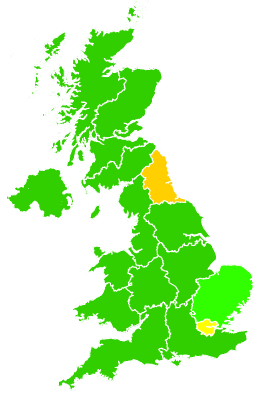 Click on a region for air pollution levels for 31/03/1995