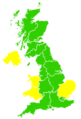 Click on a region for air pollution levels for 31/03/2000