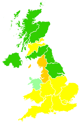 Click on a region for air pollution levels for 31/03/2002