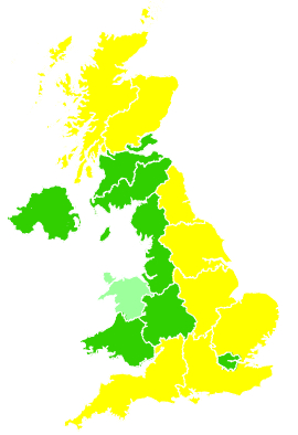 Click on a region for air pollution levels for 31/03/2003