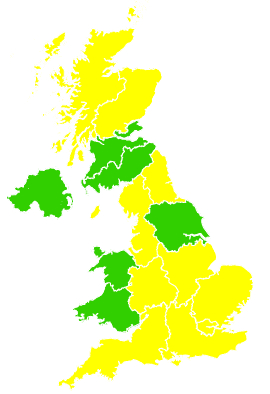 Click on a region for air pollution levels for 31/03/2004