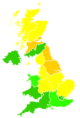 Click on a region for air pollution levels for 31/03/2005