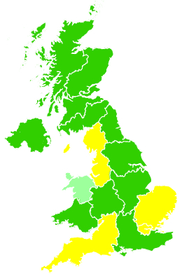 Click on a region for air pollution levels for 31/03/2006