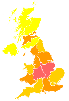 Click on a region for air pollution levels for 31/03/2007