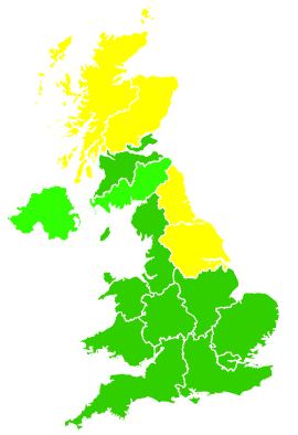 Click on a region for air pollution levels for 31/03/2009