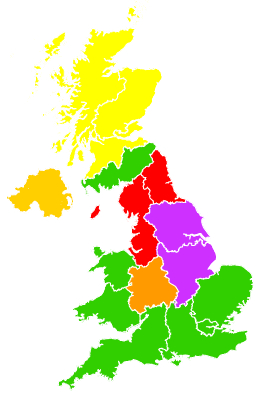 Click on a region for air pollution levels for 31/03/2014