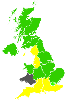 Click on a region for air pollution levels for 31/05/1989