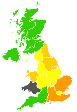 Click on a region for air pollution levels for 31/05/1990