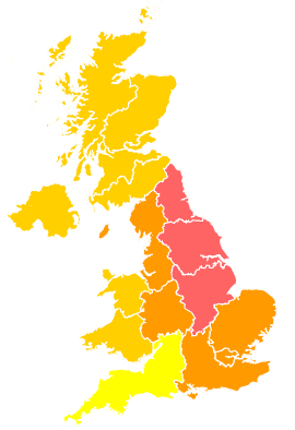 Click on a region for air pollution levels for 31/05/2003