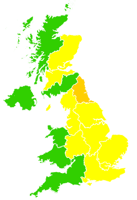 Click on a region for air pollution levels for 31/05/2004
