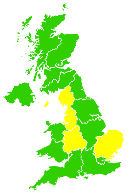 Click on a region for air pollution levels for 31/05/2010
