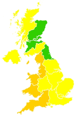 Click on a region for air pollution levels for 31/05/2020
