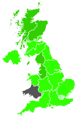 Click on a region for air pollution levels for 31/07/1987