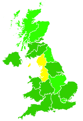 Click on a region for air pollution levels for 31/08/1993