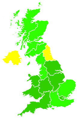 Click on a region for air pollution levels for 31/08/1995