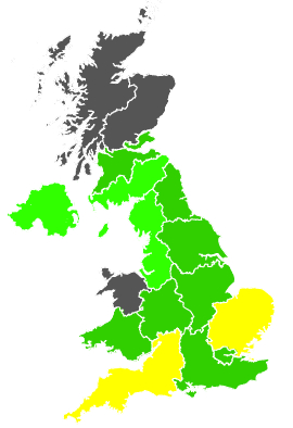 Click on a region for air pollution levels for 31/08/1997