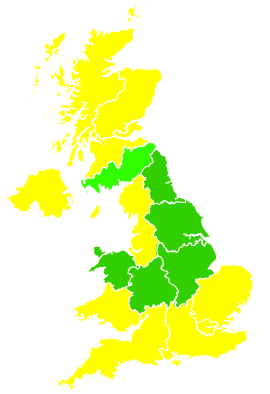 Click on a region for air pollution levels for 31/08/1998