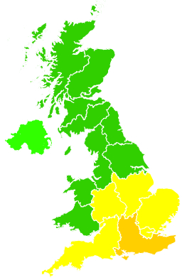 Click on a region for air pollution levels for 31/08/2000