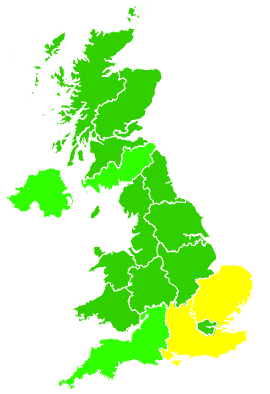 Click on a region for air pollution levels for 31/08/2008