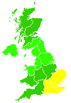 Click on a region for air pollution levels for 31/08/2009