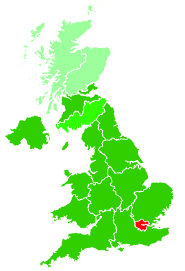 Click on a region for air pollution levels for 31/10/2001