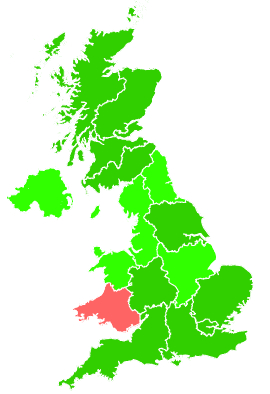 Click on a region for air pollution levels for 31/10/2009