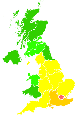 Click on a region for air pollution levels for 31/10/2016