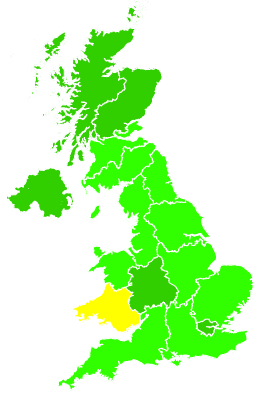 Click on a region for air pollution levels for 31/10/2018