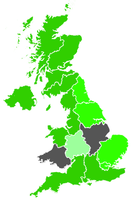 Click on a region for air pollution levels for 31/12/1987