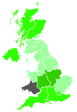 Click on a region for air pollution levels for 31/12/1989