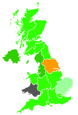 Click on a region for air pollution levels for 31/12/1991