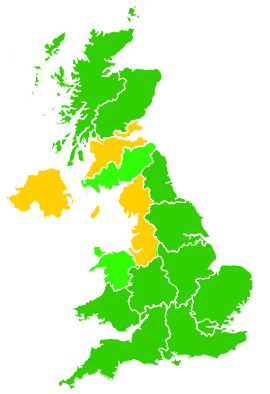 Click on a region for air pollution levels for 31/12/2000
