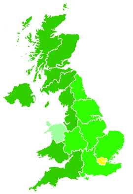 Click on a region for air pollution levels for 31/12/2007