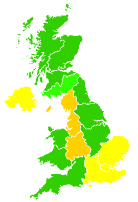 Click on a region for air pollution levels for 31/12/2008